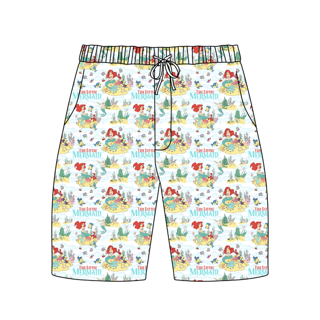 Mermaid Dreams - Chill Extended Length Adult Pajama Bamboo Shorts - Pre Order