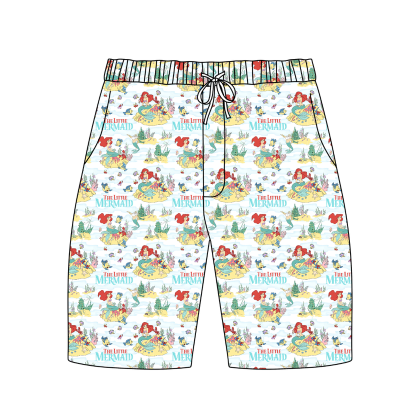 Mermaid Dreams - Chill Extended Length Adult Pajama Bamboo Shorts - Pre Order