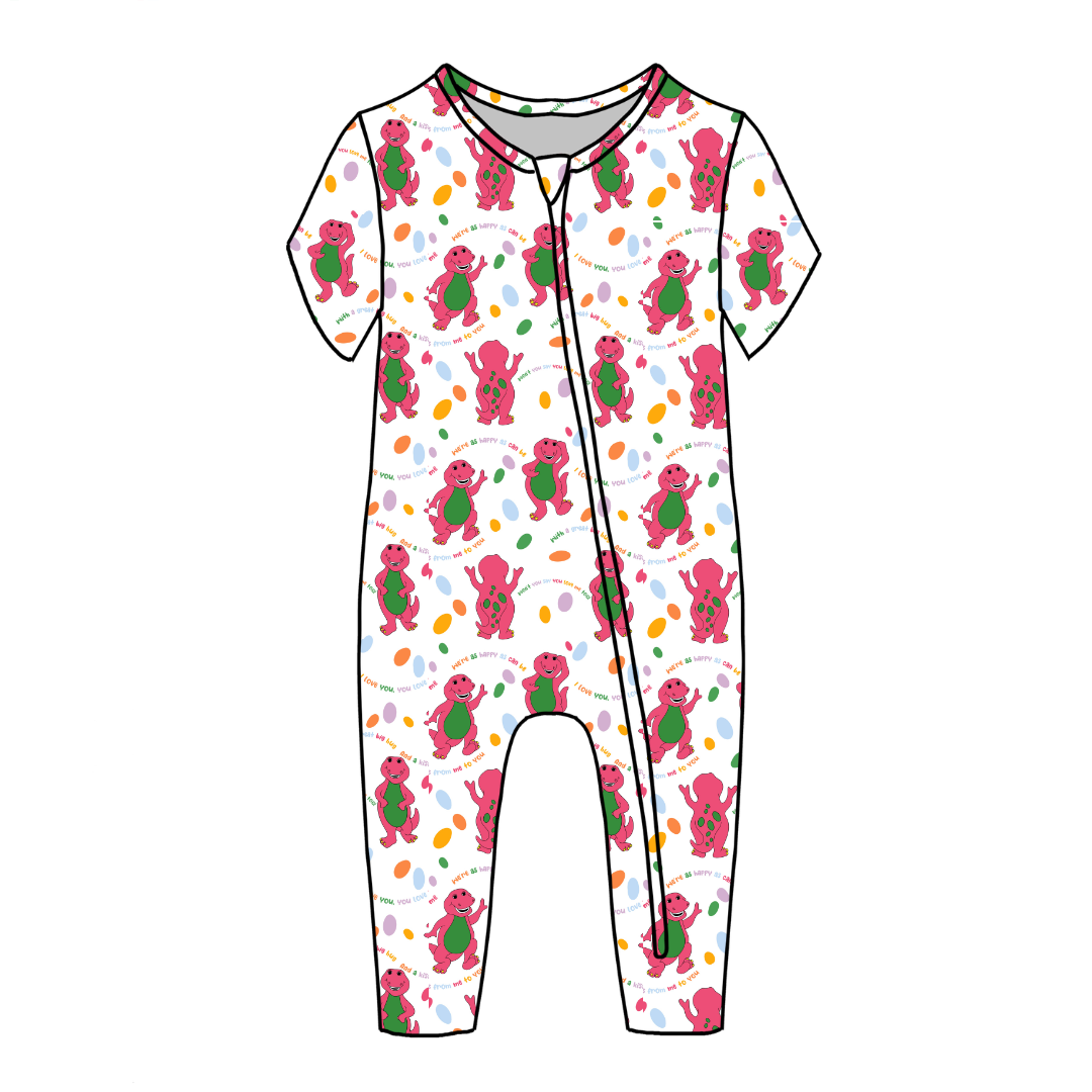 Dino Vintage Sheet - Dandelion Short Sleeve Sleeper Bamboo - PRE ORDER