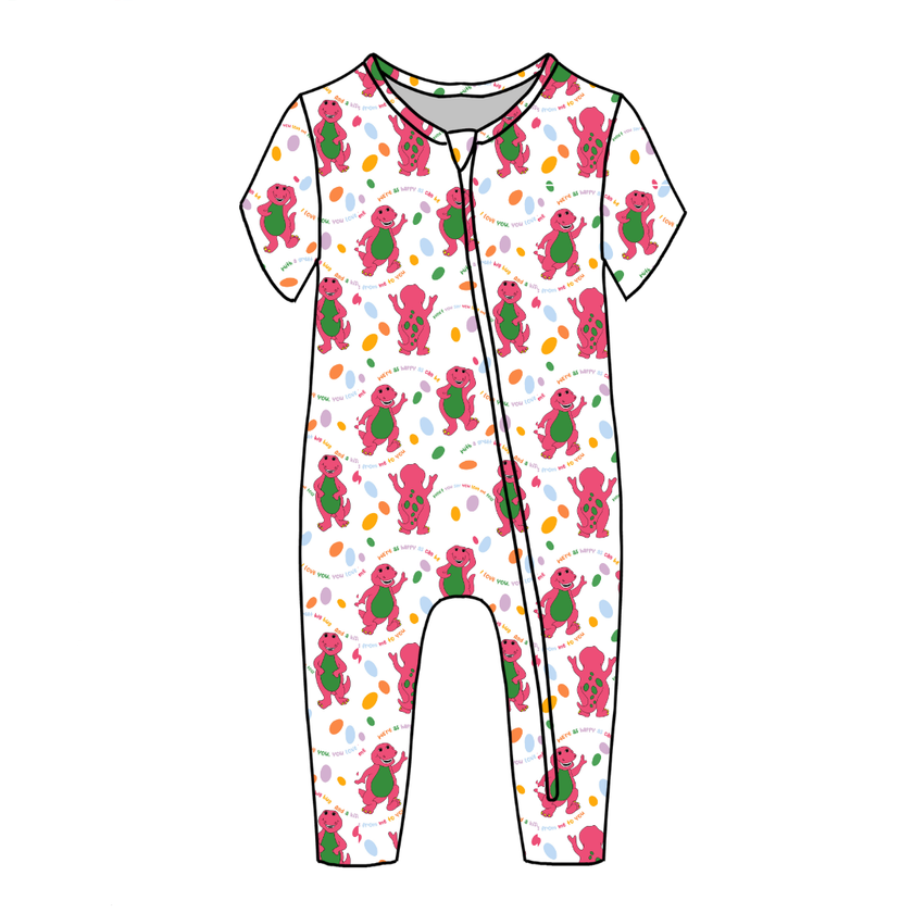 Dino Vintage Sheet - Dandelion Short Sleeve Sleeper Bamboo - PRE ORDER