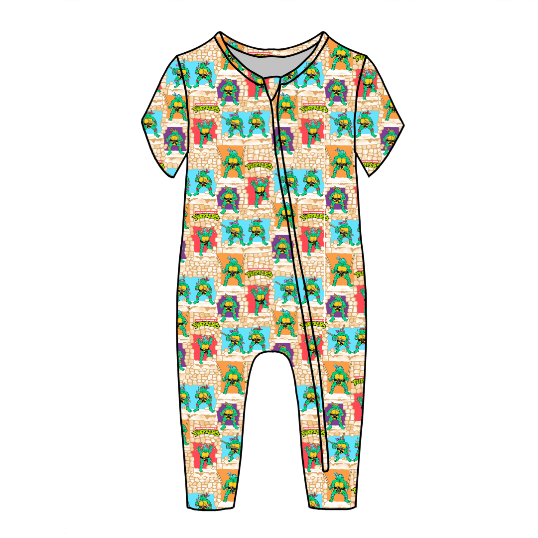 Turtle Dreams - Dandelion Short Sleeve Sleeper Bamboo - PRE ORDER