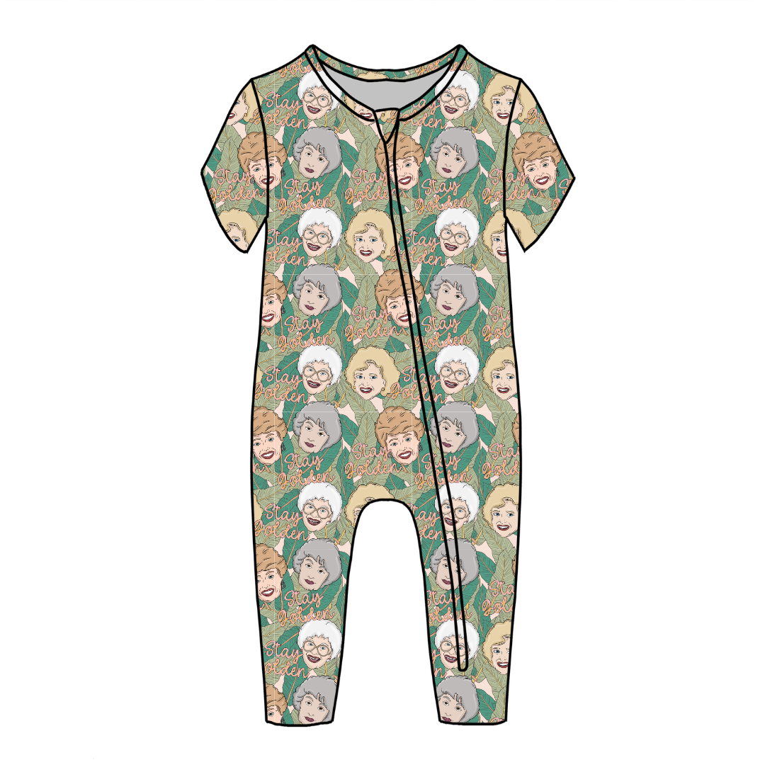 Golden - Dandelion Short Sleeve Sleeper Bamboo - PRE ORDER