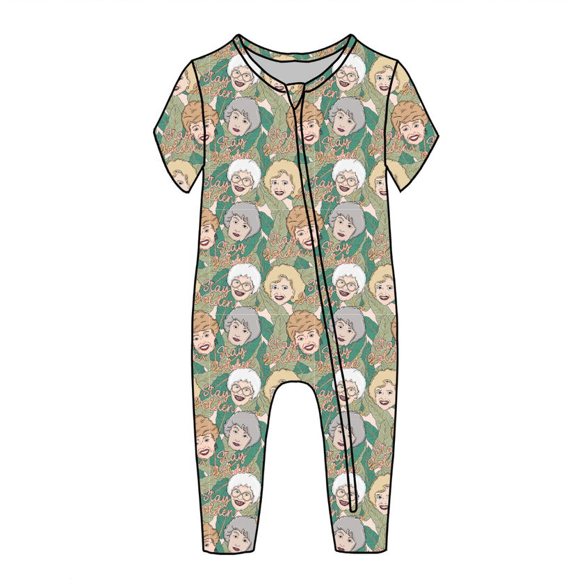 Golden - Dandelion Short Sleeve Sleeper Bamboo - PRE ORDER