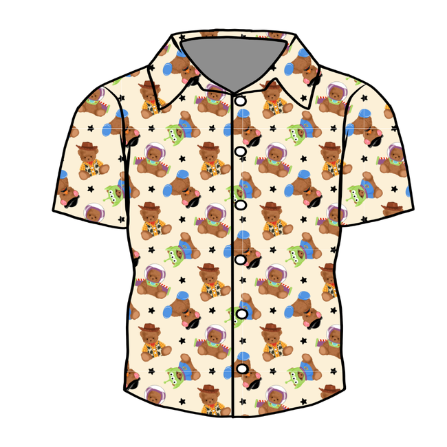 Toy Box Besties Dapper Short Sleeve Button Bamboo Shirt - PRE ORDER