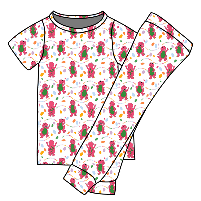 Dino Vintage Sheet - Cozy Bamboo Short Sleeve Pants Set - PRE ORDER