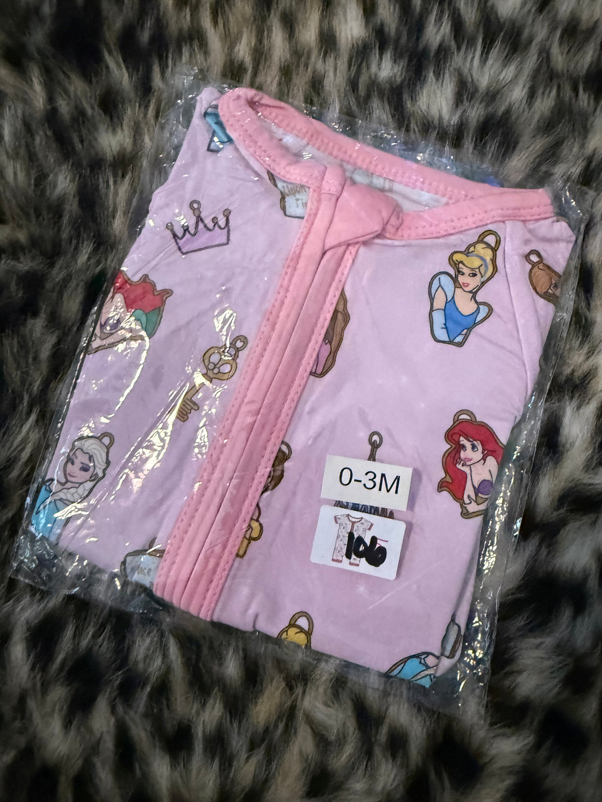106. PRINCESS SHORTIE SLEEPER - BAMBOO - 0/3M