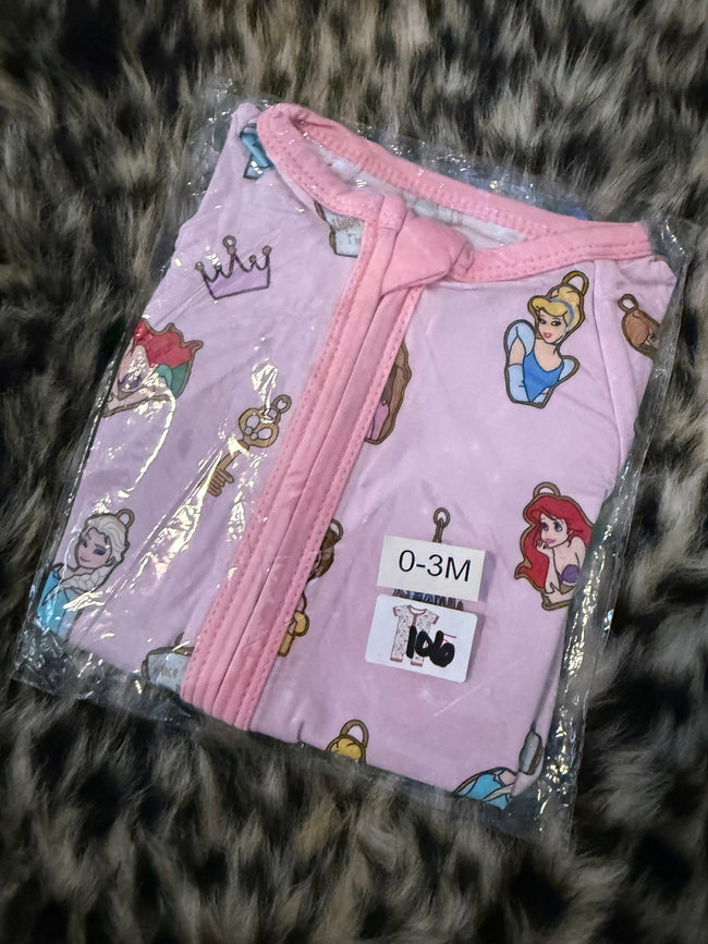 106. PRINCESS SHORTIE SLEEPER - BAMBOO - 0/3M