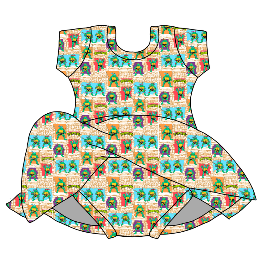 Turtle Dreams - Chic Short sleeve Skirted Leotard Knit - PRE ORDER