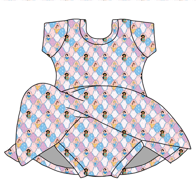 Princess Dreams - Chic Short sleeve Skirted Leotard Knit - PRE ORDER