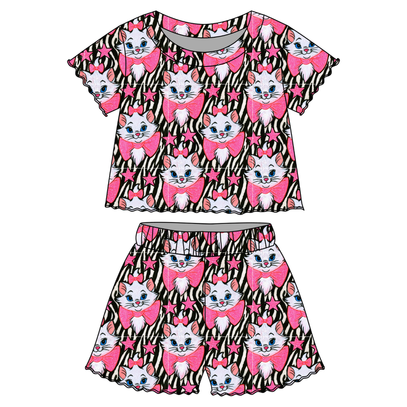 Such a Lady Orchid Ruffle Short Sleeve Short Set Bamboo - PRE ORDER