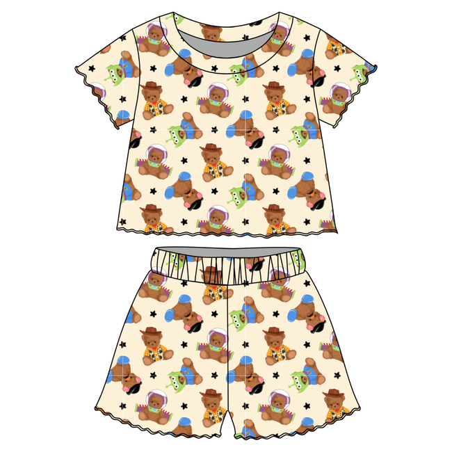 Toy Box Besties Orchid Ruffle Short Sleeve Short Set Bamboo - PRE ORDER