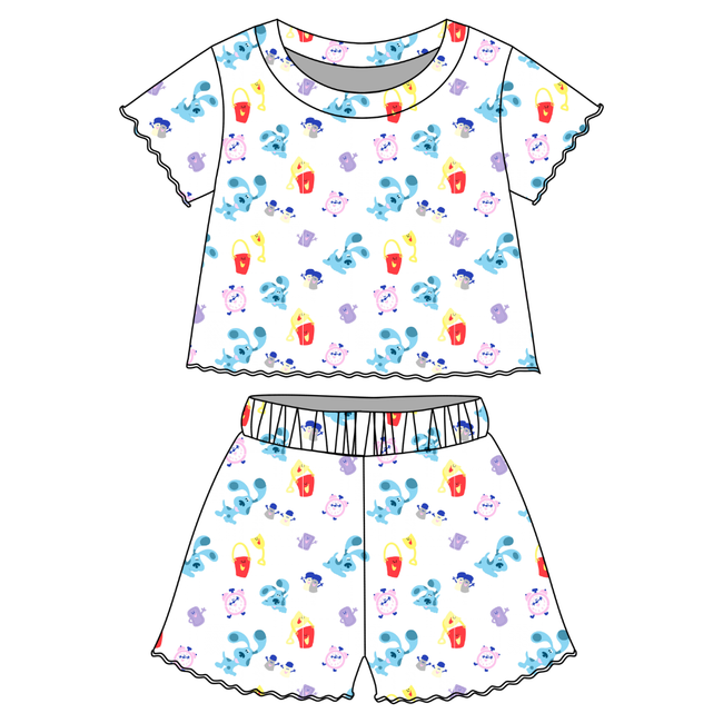 Clue Orchid Ruffle Short Sleeve Short Set Bamboo - PRE ORDER