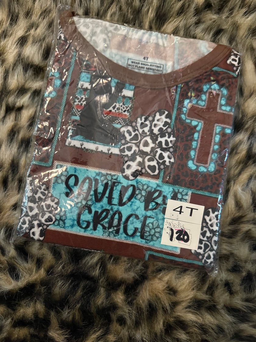 120. TEAL AZTEC  SHORT SET - BAMBOO - 4T