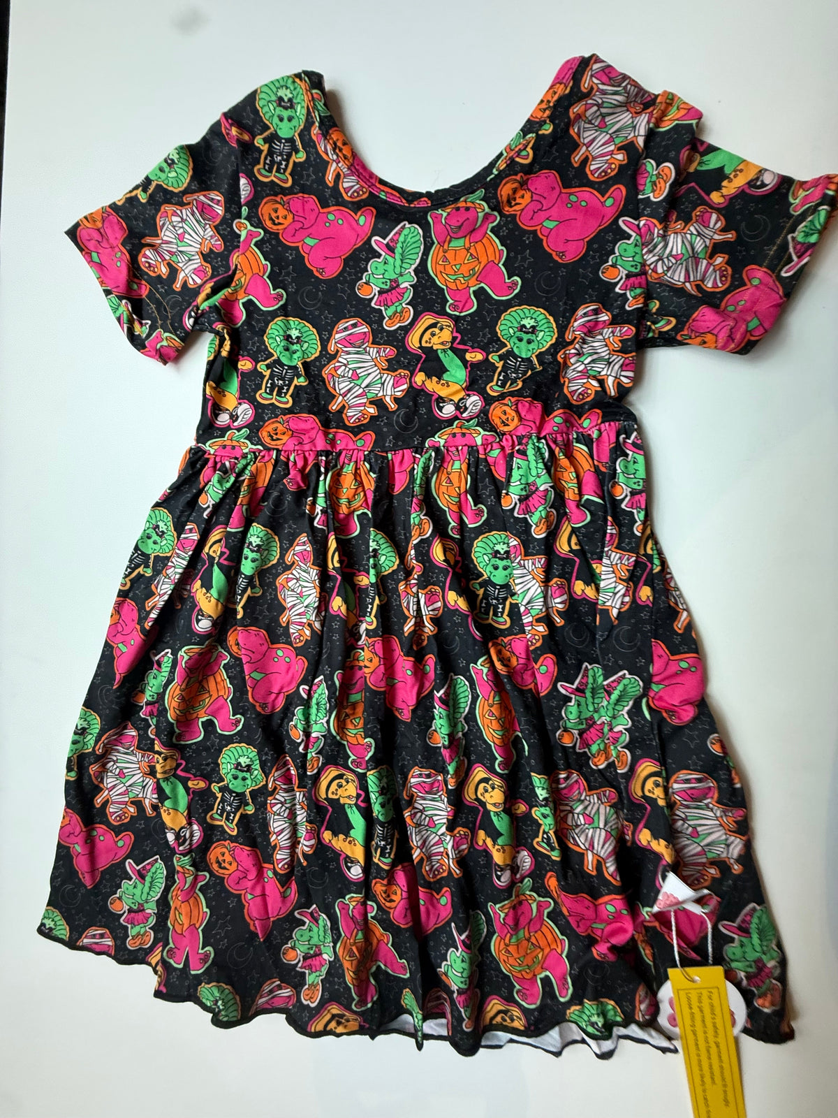 DINO BOO BASH - SIERRA SHORT SLEEVE TWIRL DRESS - KNIT