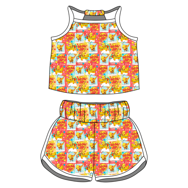 Retro Robot Adventures Indigo Tank Short Set - Knit - Pre Order