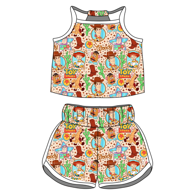 Howdy Partner Indigo Tank Short Set - Knit - Pre Order