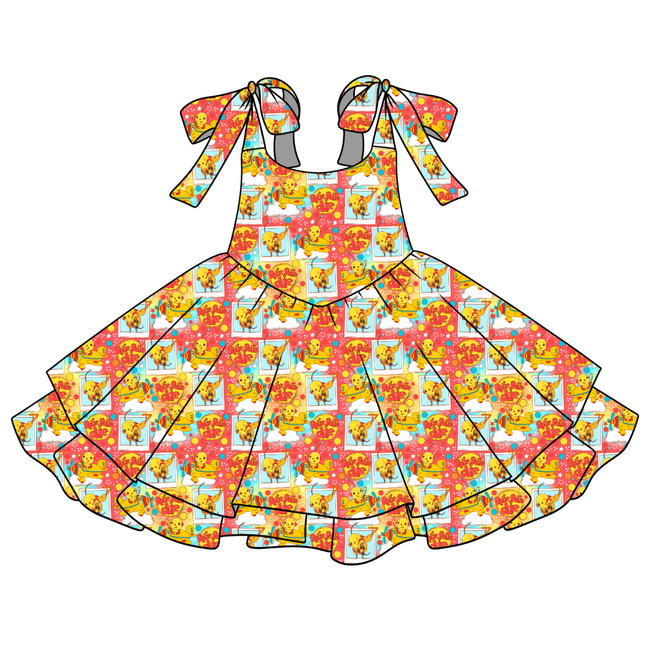 Retro Robot Adventures Rio Shoulder Tie Dress - Knit - Pre Order