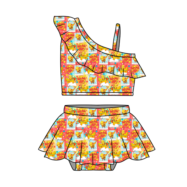 Retro Robot Adventures One Shoulder Two-Piece Swim - Pre Order