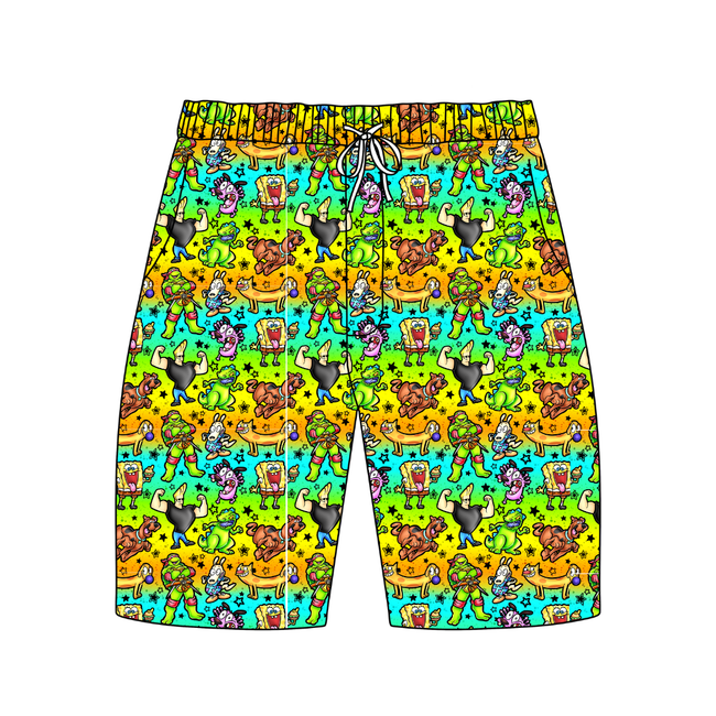 Cartoons Chill Extended Length Adult Pajama Bamboo Shorts - Pre Order