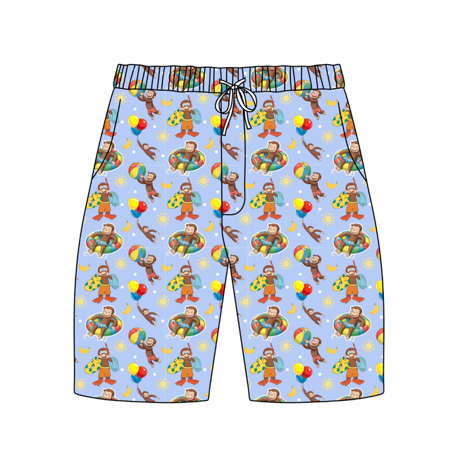 Monkey Around Chill Extended Length Adult Pajama Bamboo Shorts - Pre Order