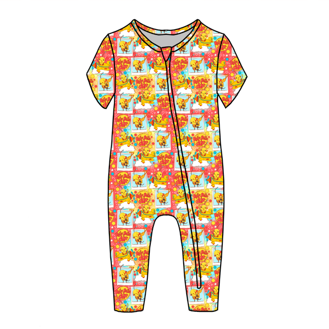 Retro Robot Adventures Dandelion Short Sleeve Sleeper Bamboo - PRE ORDER