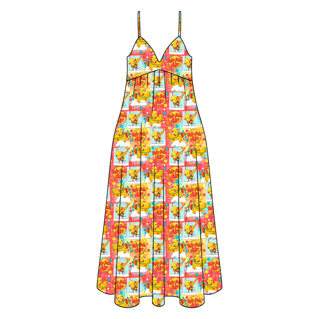 Retro Robot Adventures Harper Women's Low Back Dress Bamboo - Pre Order