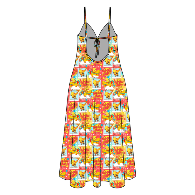 Retro Robot Adventures Harper Women's Low Back Dress Bamboo - Pre Order
