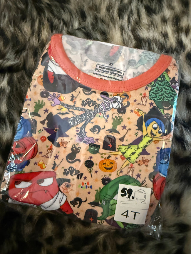 59 .HALLOWEEN EMOTIONS SLUMBER LONG SLEEVE PAJAMA PANTS SET - Bamboo -4T