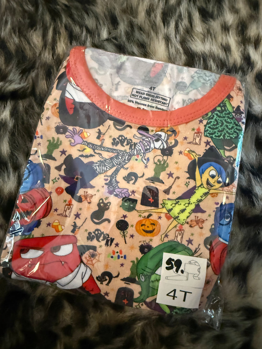 59 .HALLOWEEN EMOTIONS SLUMBER LONG SLEEVE PAJAMA PANTS SET - Bamboo -4T