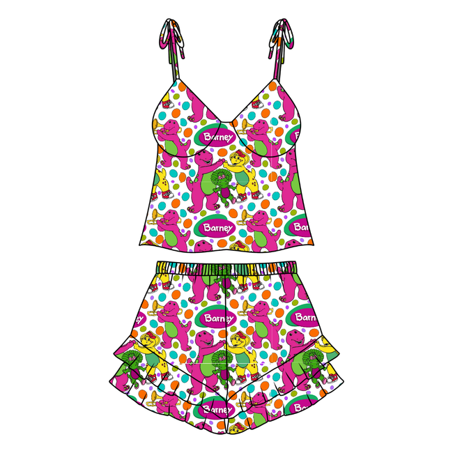 Gumdrops Peachy Women's Ruffle Short Set Bamboo - Pre Order