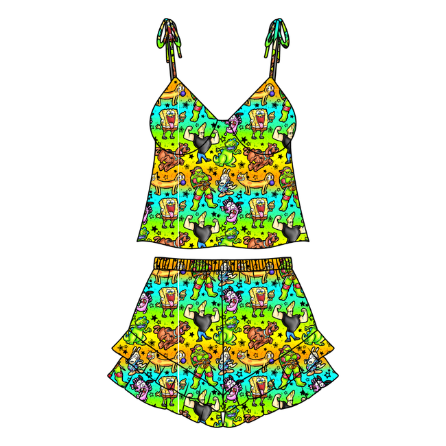 Cartoons Peachy Women's Ruffle Short Set Bamboo - Pre Order