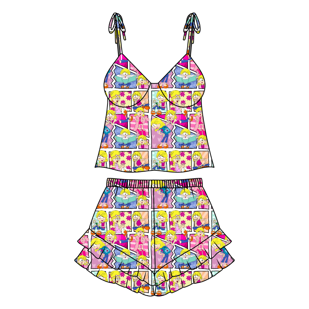Lizzie Peachy Women's Ruffle Short Set Bamboo - Pre Order