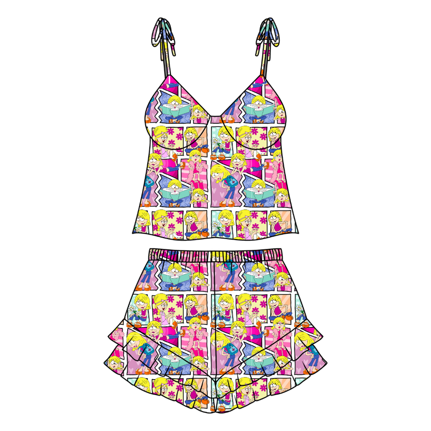 Lizzie Peachy Women's Ruffle Short Set Bamboo - Pre Order
