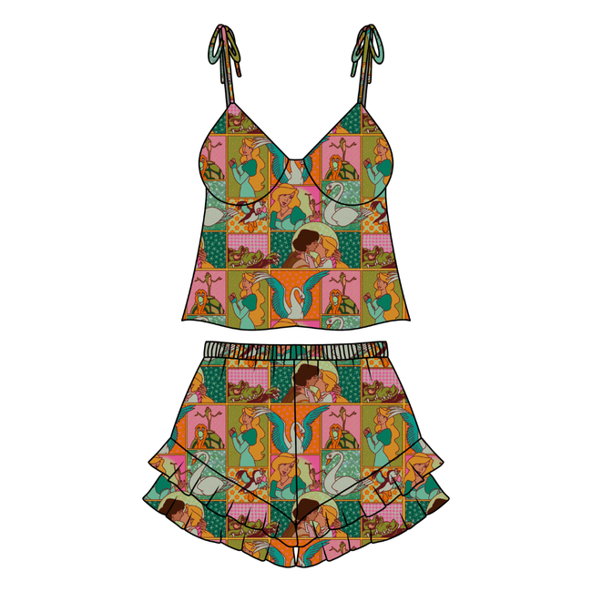 Swan Peachy Women's Ruffle Short Set Bamboo - Pre Order