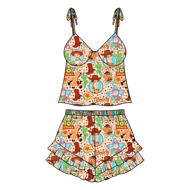 Howdy Partner Peachy Women's Ruffle Short Set Bamboo - Pre Order