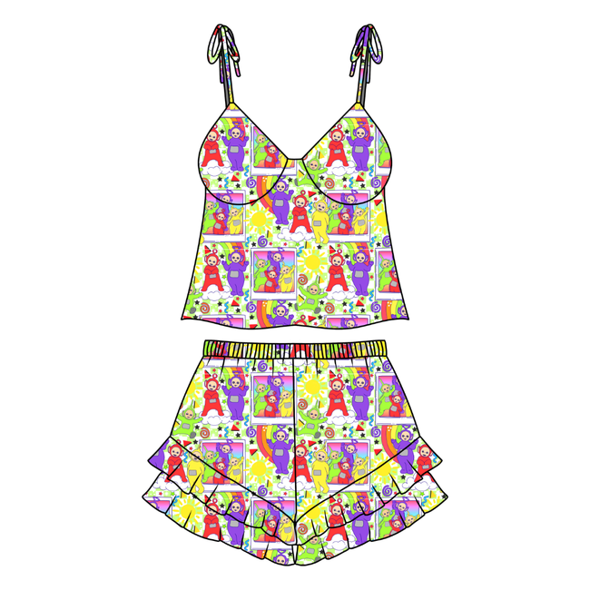 Tubby Time Peachy Women's Ruffle Short Set Bamboo - Pre Order