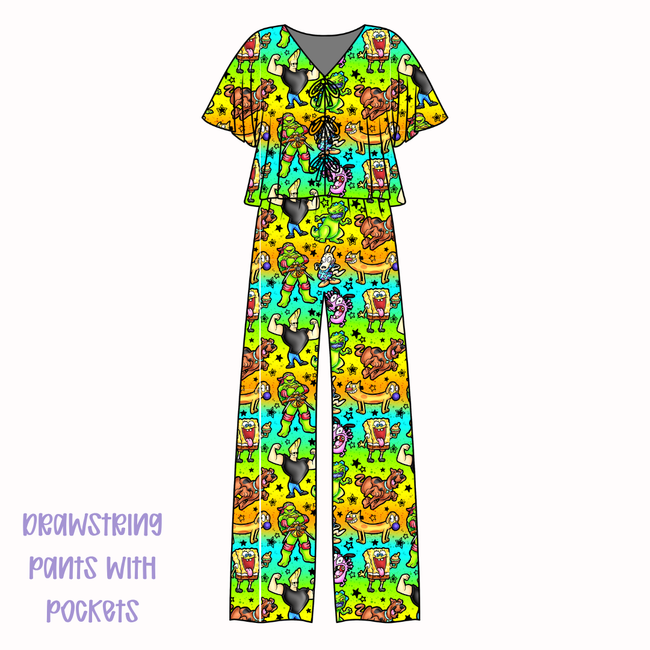 Cartoons Lollipop Women's Front Tie Set Bamboo - Pre Order