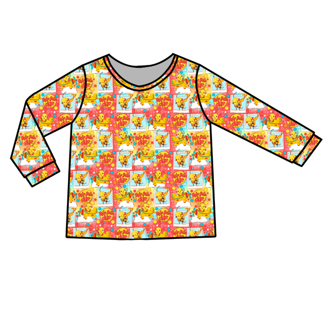 Retro Robot Adventures Ruby Long Sleeve Bamboo Shirt - Pre Order