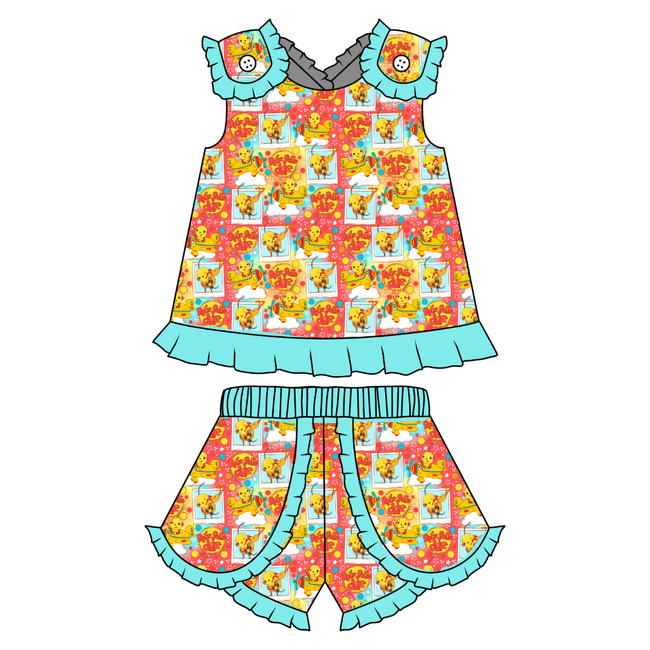 Retro Robot Adventures Evie Tulip Short Set Knit - PRE ORDER