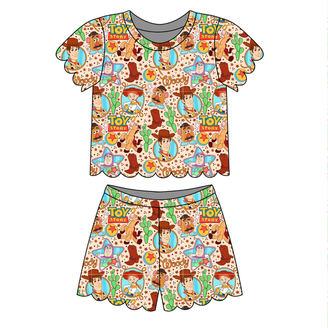 Howdy Partner Goldie Scalloped Short Set - Knit - Pre Order