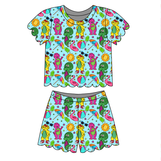 Backyard Adventures Goldie Scalloped Short Set - Knit - Pre Order