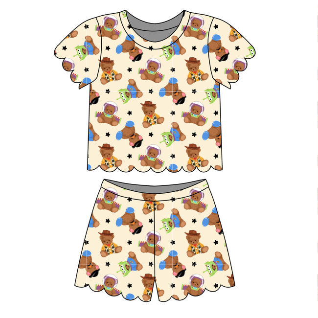 Toy Box Besties Goldie Scalloped Short Set - Knit - Pre Order