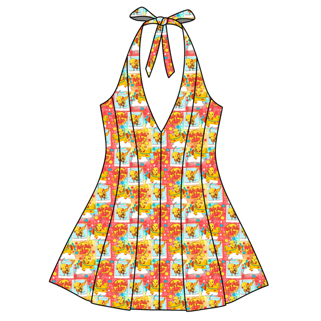 Retro Robot Adventures Celo Women's Halter Dress - Knit - Pre Order