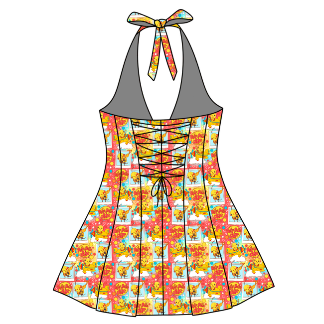 Retro Robot Adventures Celo Women's Halter Dress - Knit - Pre Order