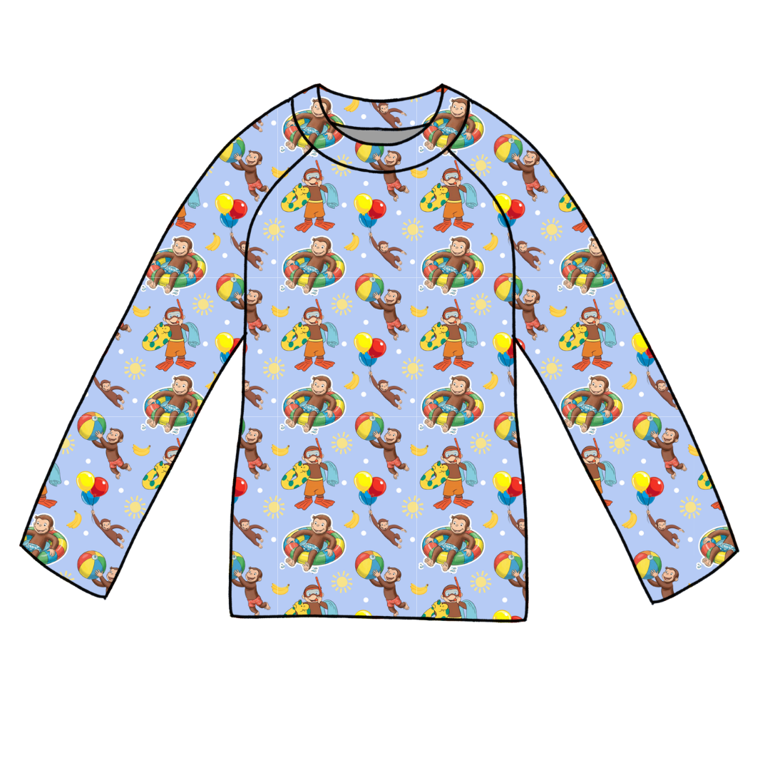 Monkey Around Long Sleeve Swim Shirt - Pre Order