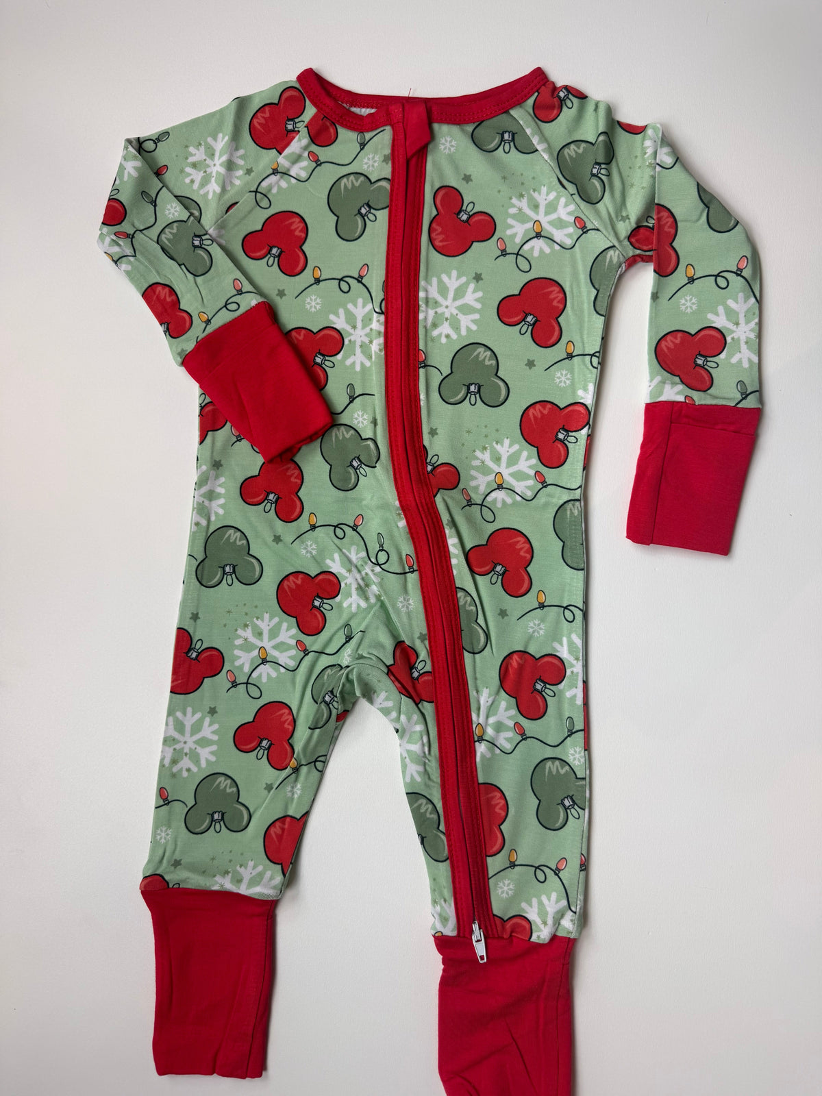 XMAS LIGHTS - DREAMLAND LONG SLEEVE SLEEPER - BAMBOO