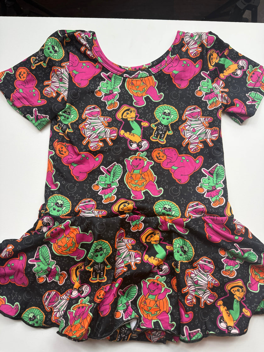 DINO BOO BASH - SHORT SLEEVE SKIRTED LEOTARD - KNIT