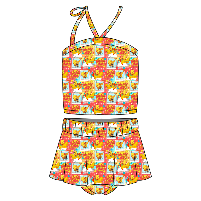 Retro Robot Adventures SOPHIA - HALTER CROP AND BUMMIE SKIRT SET - KNIT- PRE ORDER