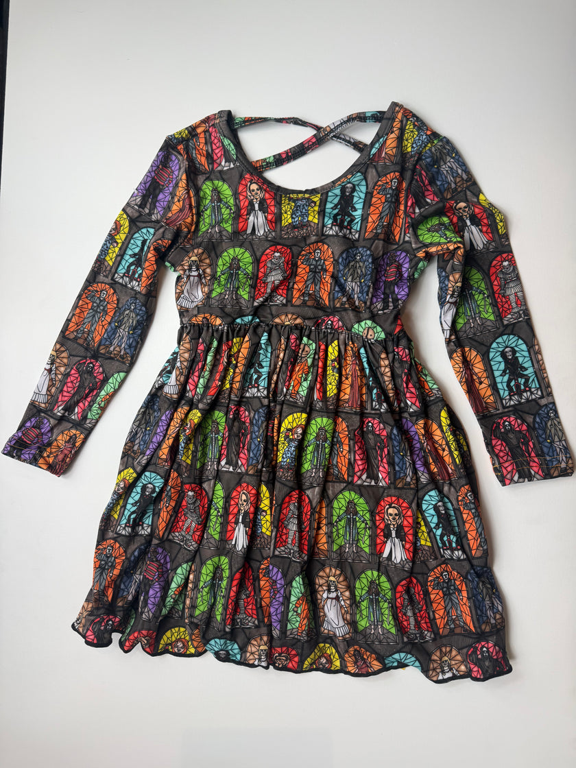 BROKEN GLASS - VIOLET LONG SLEEVE TWIRL DRESS - KNIT