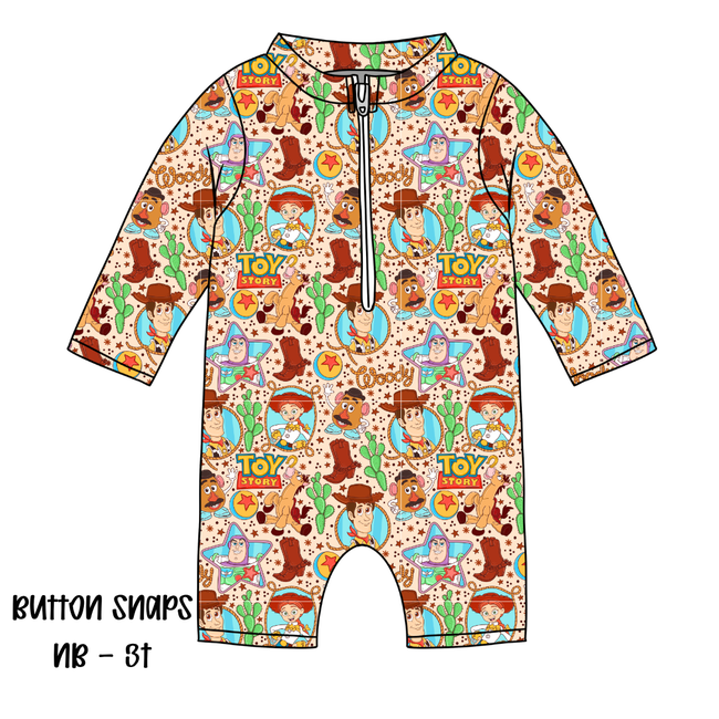 Howdy Partner Zippered Long Sleeve Swimsuit - Pre Order